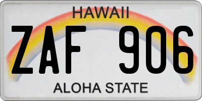 HI license plate ZAF906