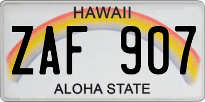HI license plate ZAF907
