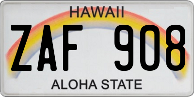 HI license plate ZAF908