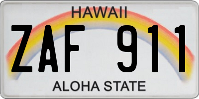 HI license plate ZAF911