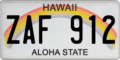 HI license plate ZAF912