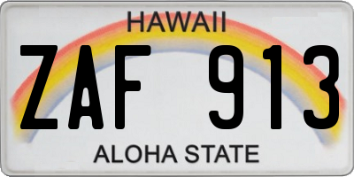 HI license plate ZAF913