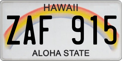 HI license plate ZAF915
