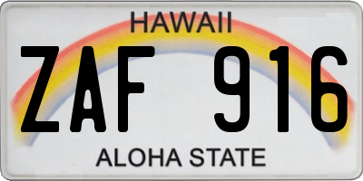 HI license plate ZAF916