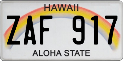 HI license plate ZAF917