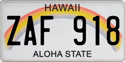 HI license plate ZAF918