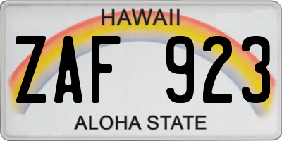 HI license plate ZAF923