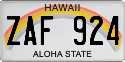 HI license plate ZAF924