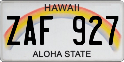 HI license plate ZAF927