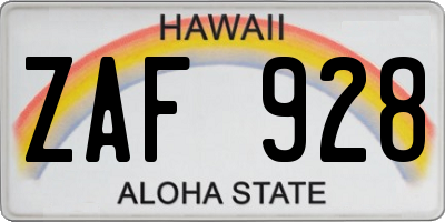 HI license plate ZAF928