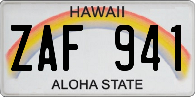 HI license plate ZAF941