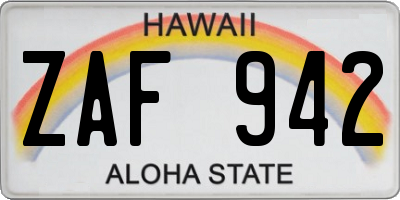 HI license plate ZAF942