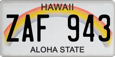 HI license plate ZAF943
