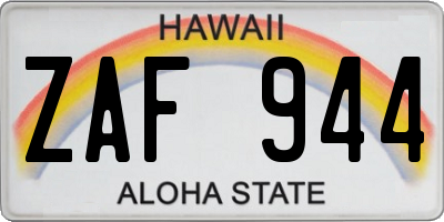 HI license plate ZAF944