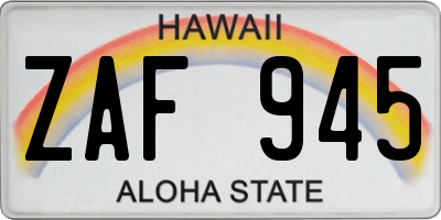 HI license plate ZAF945