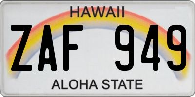 HI license plate ZAF949
