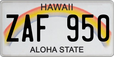 HI license plate ZAF950