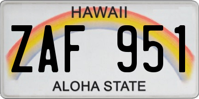 HI license plate ZAF951