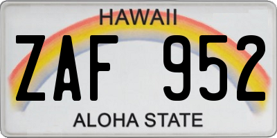 HI license plate ZAF952