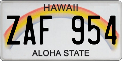 HI license plate ZAF954