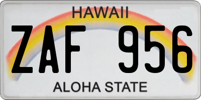 HI license plate ZAF956