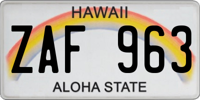 HI license plate ZAF963