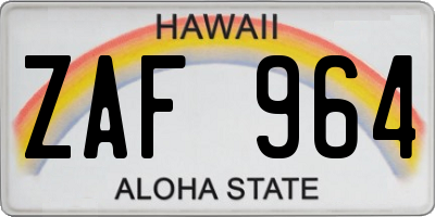 HI license plate ZAF964