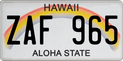 HI license plate ZAF965