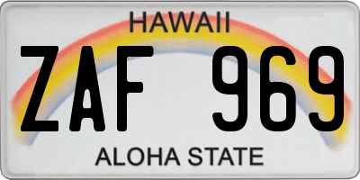 HI license plate ZAF969