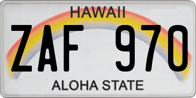 HI license plate ZAF970