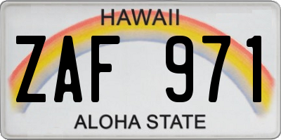 HI license plate ZAF971