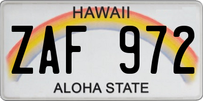 HI license plate ZAF972