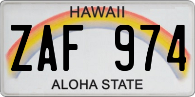 HI license plate ZAF974