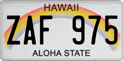 HI license plate ZAF975