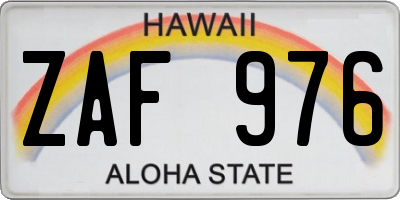 HI license plate ZAF976
