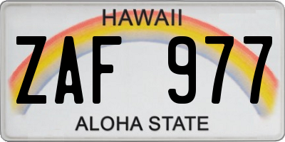HI license plate ZAF977