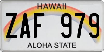 HI license plate ZAF979