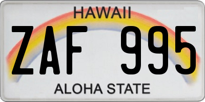 HI license plate ZAF995