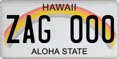 HI license plate ZAG000