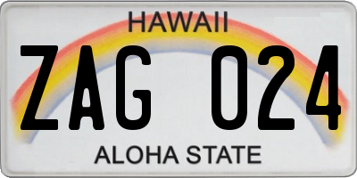 HI license plate ZAG024