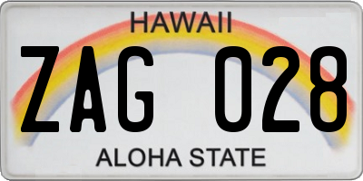 HI license plate ZAG028