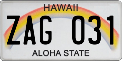 HI license plate ZAG031