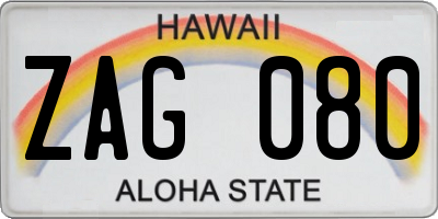 HI license plate ZAG080
