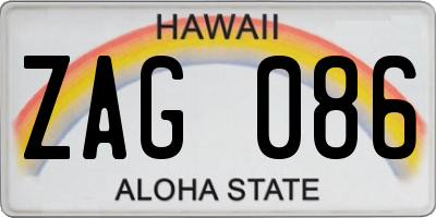 HI license plate ZAG086