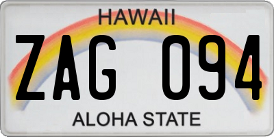 HI license plate ZAG094