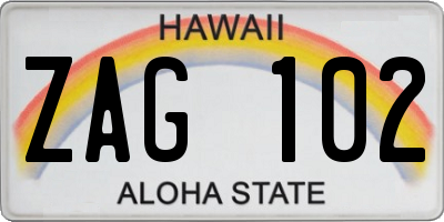HI license plate ZAG102