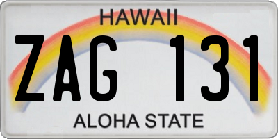 HI license plate ZAG131