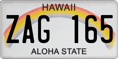 HI license plate ZAG165