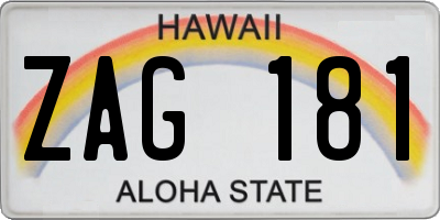 HI license plate ZAG181