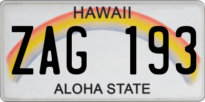 HI license plate ZAG193